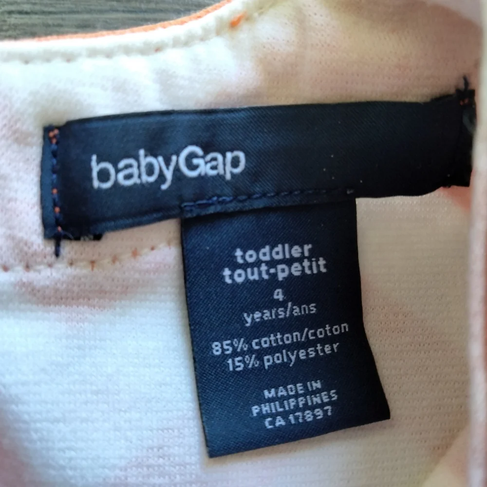 Baby Gap Orange White Chevron Print Sleeveless Girl's Dress Size 4T - 2009